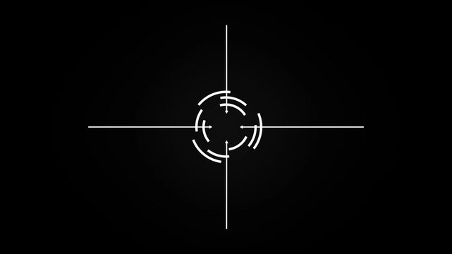 waiting for the start. crosshair reticle aiming graphic on black background tactical targeting system digital interface.4k video