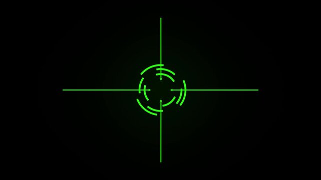 waiting for the start. crosshair reticle aiming graphic on black background tactical targeting system digital interface.4k video