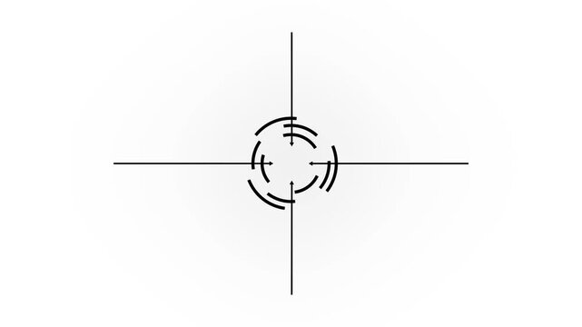 waiting for the start. crosshair reticle aiming graphic on black background tactical targeting system digital interface.4k video
