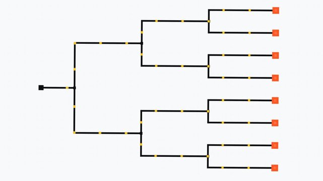 Digital Branching Network Flow Diagram Animation for Business Growth and Data Structure Concepts