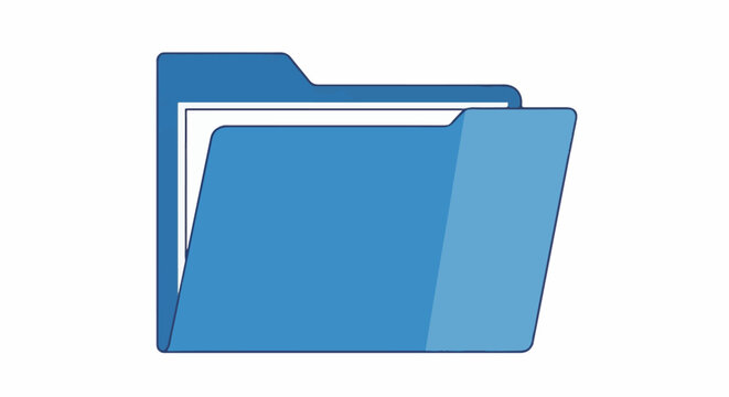 A simple blue folder icon, open, revealing white pages