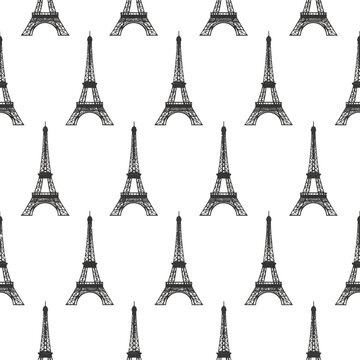 Seamless Paris Tower Vector Pattern Illustration Landmark Background
