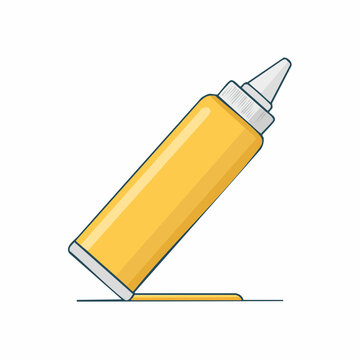Yellow Mustard Squeeze Bottle with Spilled Mustard