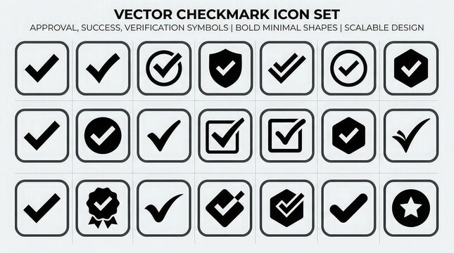 Vector checkmark icon set for approval success and verification minimalist design symbols