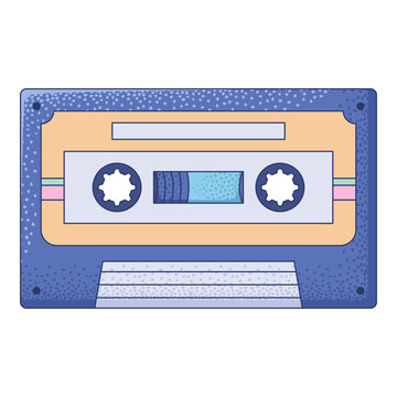 Hand-drawn illustration of a retro audio cassette with a nostalgic feel and pastel colors