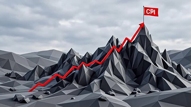 Abstract mountain with rising arrow symbolizing wealth management and global markets