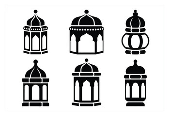 Obraz premium Collection of Islamic Lantern in Black and White