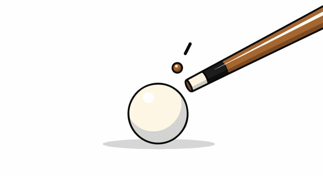 A cue stick strikes a billiard ball, sending a smaller ball airborne