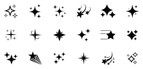 Fototapeta premium Sparkle star icons. Shine icons. Stars sparkles vector. Bright sparkle, star sparkle, shiny flash star. Sparkle star icons set, Shine icons. Stars sparkles vector.