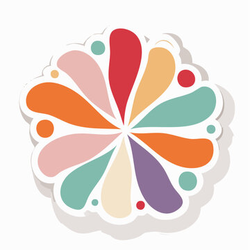 Colorful abstract flower or mandala design with petals and dots
