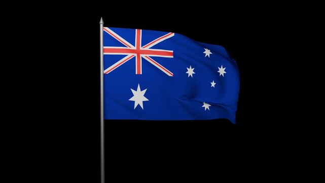 Australia Flag Waving Animation Alpha Channel