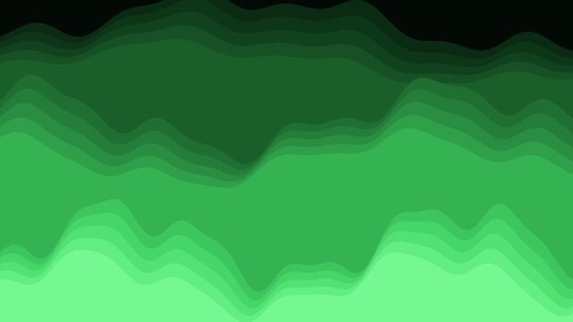 Green Abstract Layered Wave Motion Background with Organic Undulating Curves for Digital Presentation and Web Design