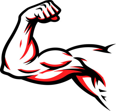 Strong muscular arm showing bicep muscle in a bold graphic illustration style