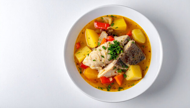 Bahamian Boiled Fish on White Background
