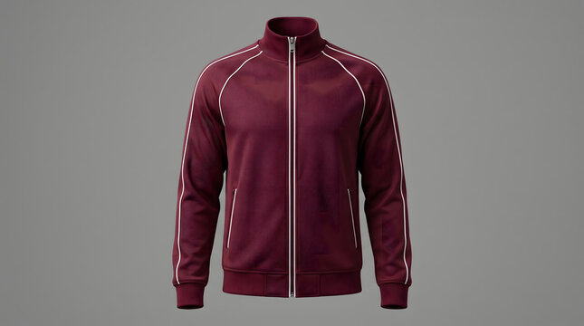 Burgundy Sports Jacket Mockup Front View
