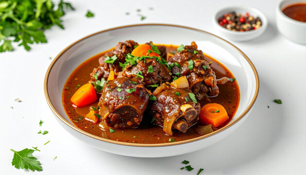 Stewed Oxtail on White Background