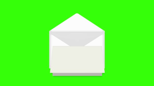 Gift Envelope Opening Animation with Ribbon ( Letter Reveal with Text Space ) | green background for chroma key