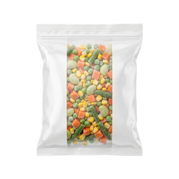 Clear plastic bag frozen mixed vegetables