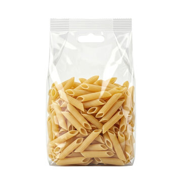 Clear plastic bag penne pasta mockup
