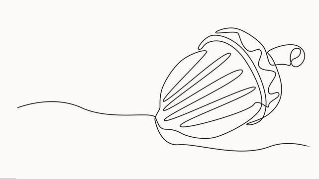 Acorn, oak. Contour drawing, animation. Video object illustration self-drawing. Minimalist continuous line drawing on a white background., Oak Nut Seed Illustration, Full length single line animation.