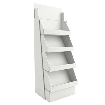 White cardboard four-tier floor display stand