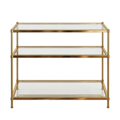 Gold glass three-tier serving cart shelf © BTG