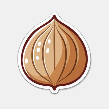 Cartoon illustration of a hazelnut