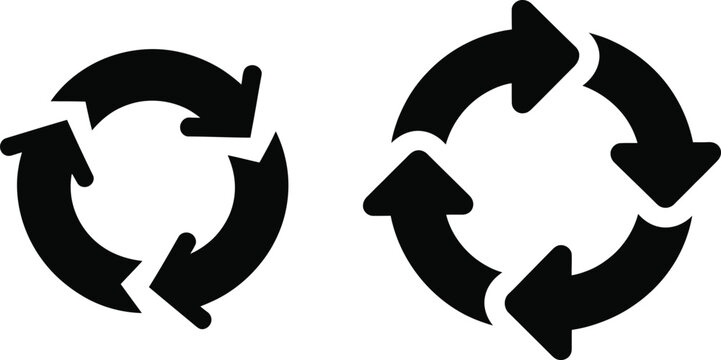 Two black circular arrow one smaller than the other recycle refresh repeat arrows