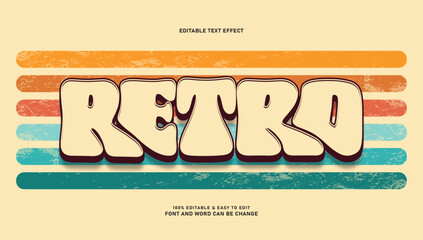 Retro 70s Groovy Text Effect with Vintage Distressed Sunset Background © Muh