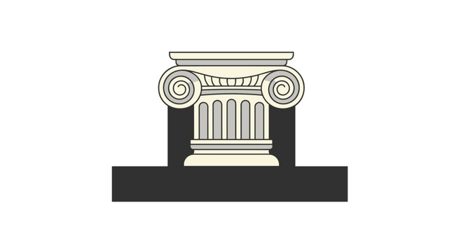 Classical architectural element showing the capital of an ionic column with characteristic volutes and fluting for historical design themes.
