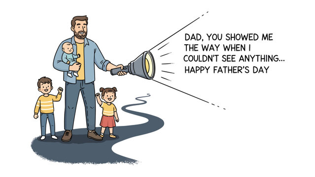 Guiding Light: A father figure, illuminating the path for his children, embodying guidance and protection on Father's Day. 
