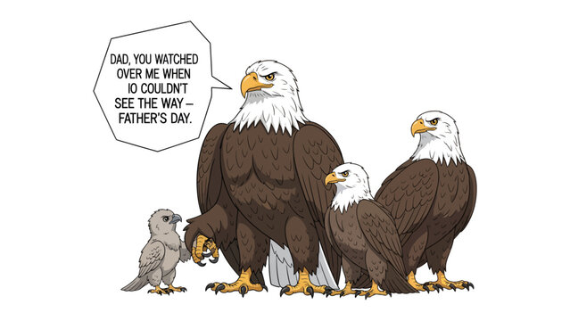 Family of Eagle : In an illustration of love, care, and guidance, the image depicts a family of eagles, with the father figure speaking to his young ones on a day dedicated to fathers. 