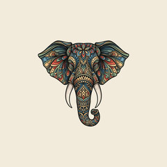 Obraz premium Colorful Elephant Head Illustration Design.