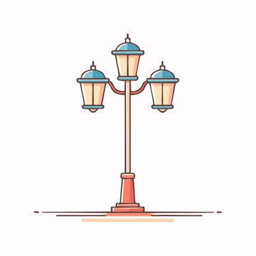 Stylized illustration of a three-headed street lamp