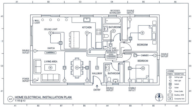 illustration of electrical wiring in a house
