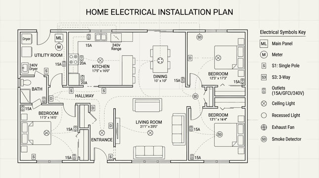 illustration of electrical wiring in a house