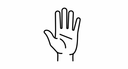 Obraz premium Black line art of an open palm with fingers extended upwards