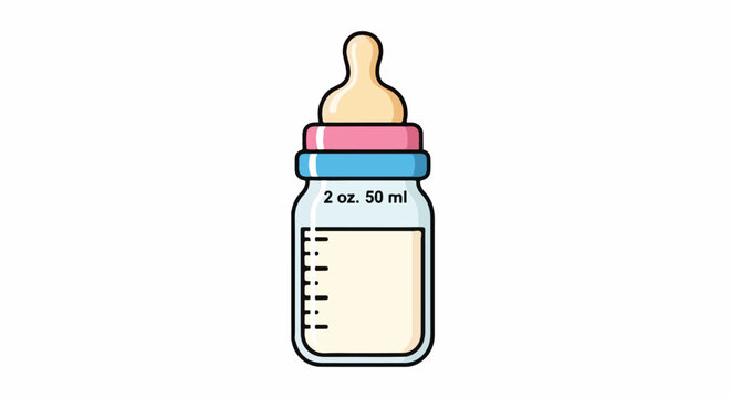 An illustration of a baby bottle with measurement markings
