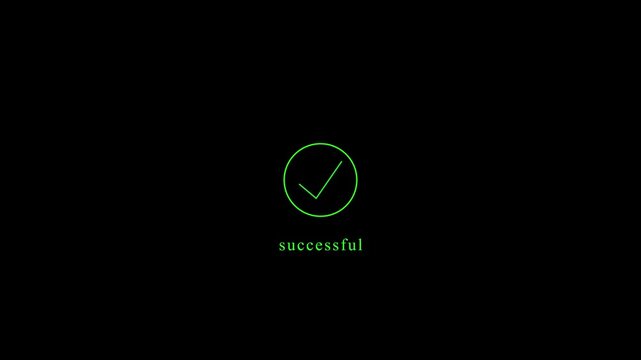 Right success Mark Icon Animation on Black and white  Background. Tick Mark Icon 4k Animation. Approved take mark icon successful.