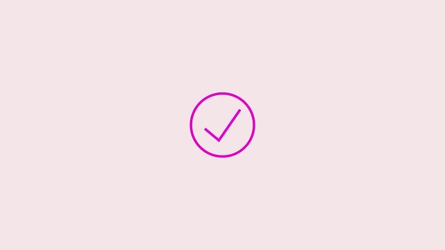 Right success Mark Icon Animation on Black and white  Background. Tick Mark Icon 4k Animation. Approved take mark icon successful.