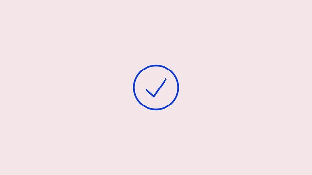 Right success Mark Icon Animation on Black and white  Background. Tick Mark Icon 4k Animation. Approved take mark icon successful.
