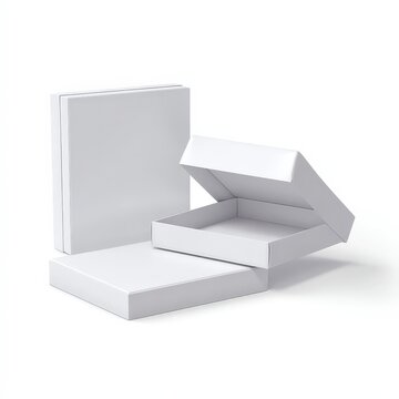 Flat 3D Packaging Mockup Isolated on White Background.