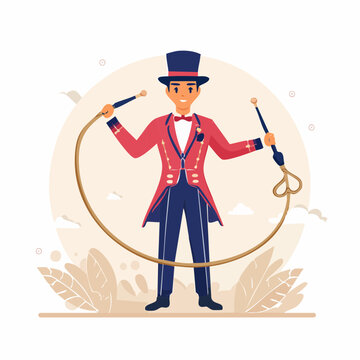 Circus Ringmaster with Whip and Top Hat