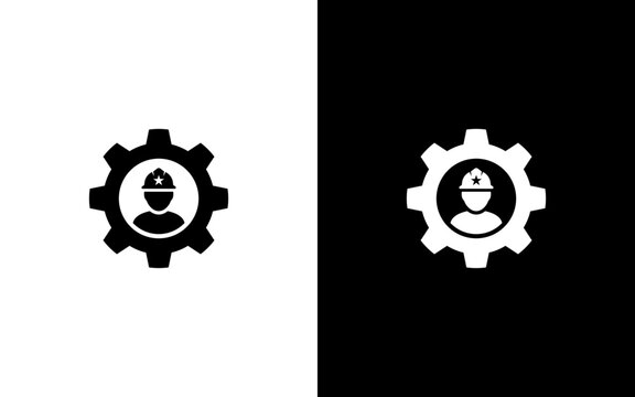 Industrial Engineer and Gear Cog Logo Icon Template