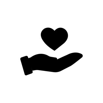 The heart icon holds hands, a symbol of love, caring, support, giving, health, and charity.