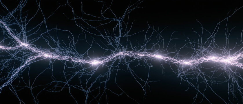 Neural network glowing cyberspace data connection electric abstract technology Neural network glowing through cyberspace, electric data connection