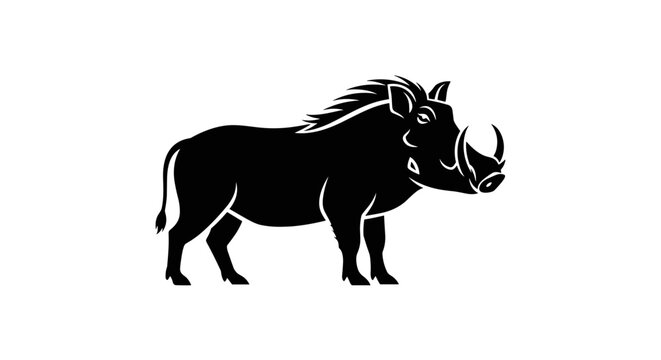 Black silhouette of a warthog.