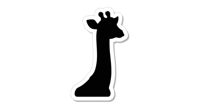 Black Silhouette of Giraffe Head.