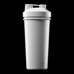 Obraz premium White sport shaker bottle isolated on black background with clipping path, concept of fitness hydration and active lifestyle