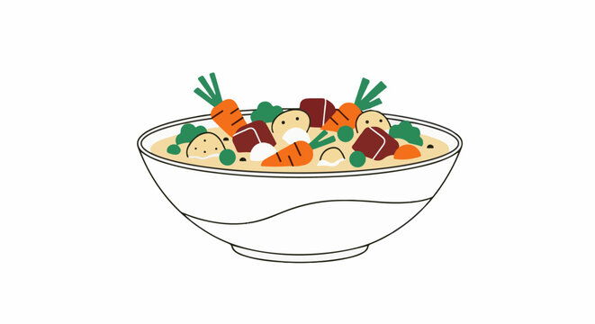 Hearty vegetable stew with carrots, potatoes, and meat chunks in a bowl